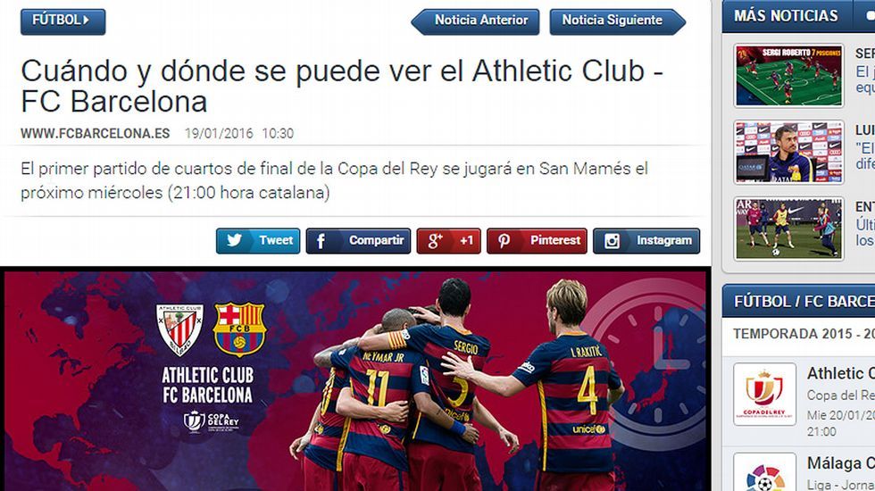 La «hora catalana» del Athletic-Barcelona de Copa del Rey La «hora catalana» del Athletic-Barcelona de Copa del Rey