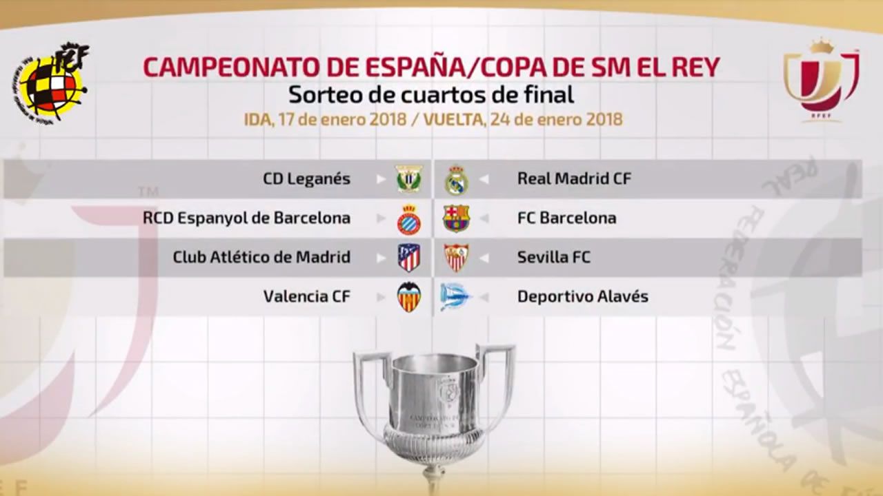 Leganés - Real Madrid y Espanyol - Barça, en cuartos de la Copa del Rey Leganés - Real Madrid y Espanyol - Barça, en cuartos de la Copa del Rey