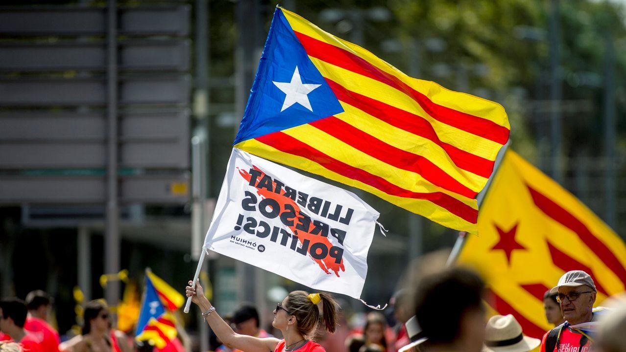.Celebración de la Diada en las calles de Barcelona