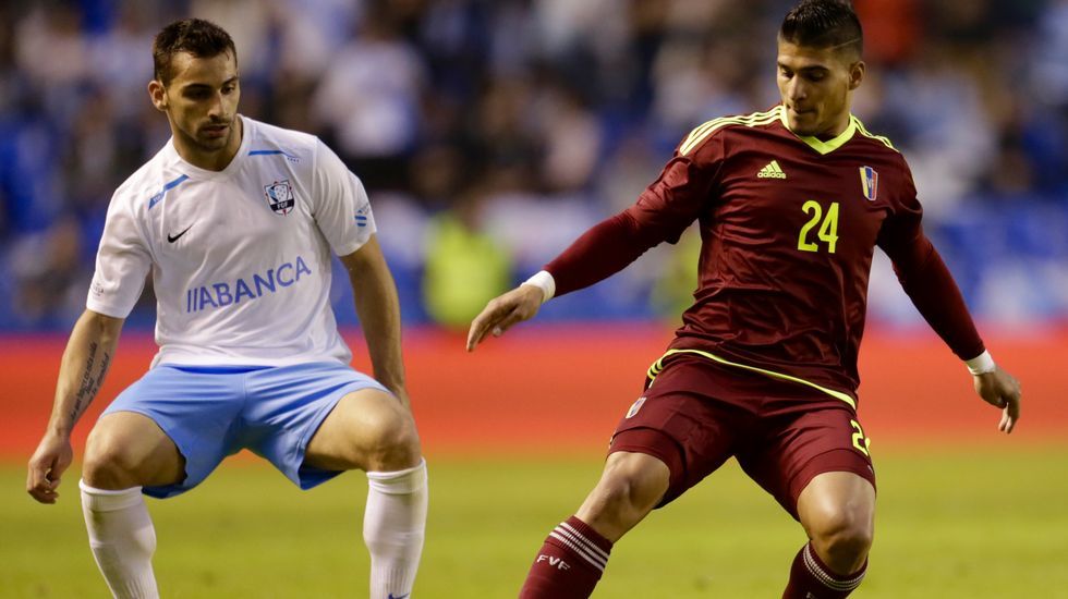 Foto de formación del Galicia-Venezuela del 2016 en el que coincidieron Denis, Sergio, Aspas y Hugo Mallo
