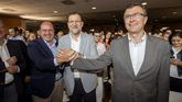 Pedro Antonio S&aacute;nchez, a la izquierda, junto a Mariano Rajoy y el candidato a la alcald&iacute;a de Murcia.