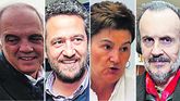 De izquierda a derecha: Joaquín García Díez, del PP; Jaime de Olano Vera, del PP; Margarita Pérez Herráiz, del PSOE; y Miguel Anxo Fernán Vello, de En MArea (Anova). Solo el último de los cuatro entraría nuevo .