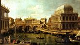«Capricho con el puente de Andrea Palladio y la basílica de Vicenza». Pintura de Canaletto (1697-1768), que nos muestra en Venecia un puente que pudo haber sido y no fue, el de Rialto con tres arcos