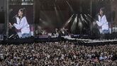 La cantante estadounidense Ariana Grande, durante su actuación en el Manchester Arena