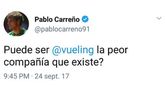 Mensaje de Carre&ntilde;o en Twitter contra Vueling