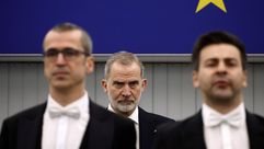 La Euroc&aacute;mara guarda un minuto de silencio junto al rey por las v&iacute;ctimas de Adamuz