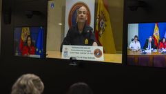 Videoconferencia de Margarita Robles con la fragata Crist&oacute;bal Col&oacute;n