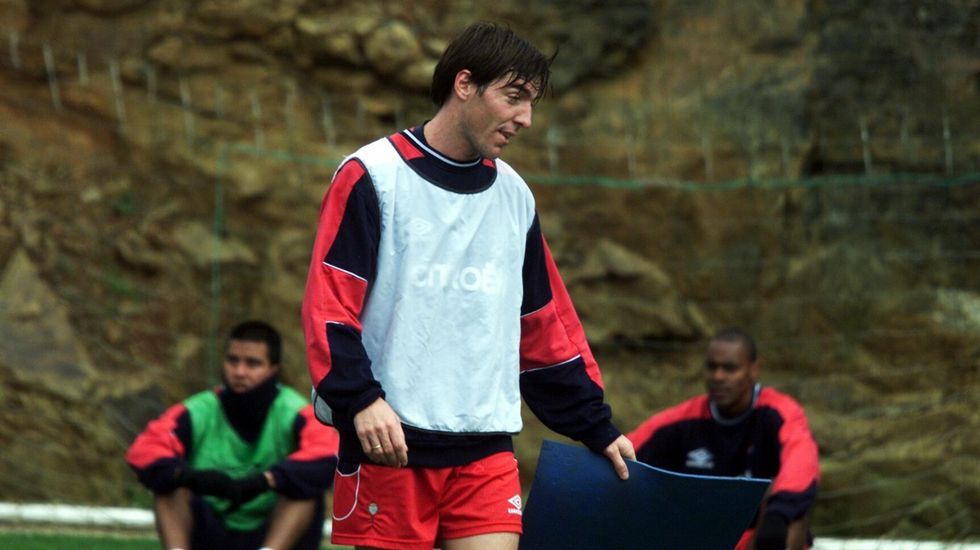 El Toto, en uno de sus primeros entrenamientos recién llegado a Vigo