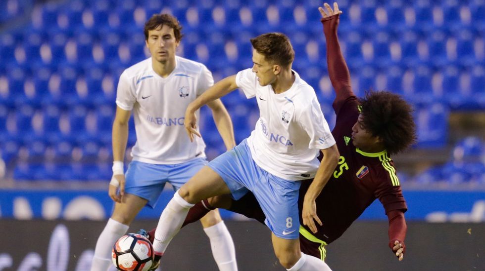 Foto de formación del Galicia-Venezuela del 2016 en el que coincidieron Denis, Sergio, Aspas y Hugo Mallo