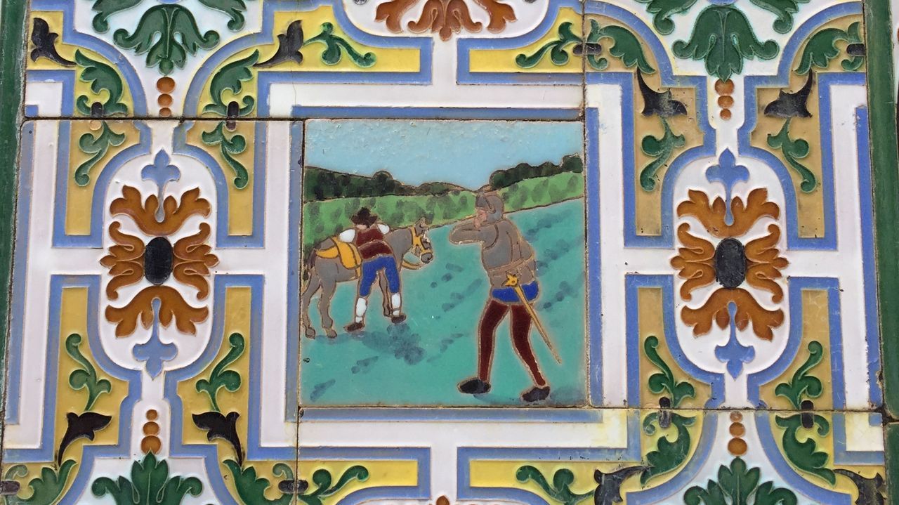 Los azulejos del Quijote en una casa de Ponte Caldelas
