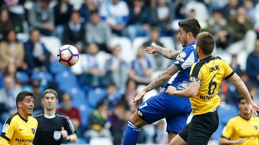 Pedro Mosquera celebra el gol que le dio la tranquilidad al Deportivo
