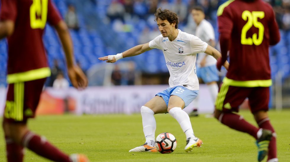 Foto de formación del Galicia-Venezuela del 2016 en el que coincidieron Denis, Sergio, Aspas y Hugo Mallo