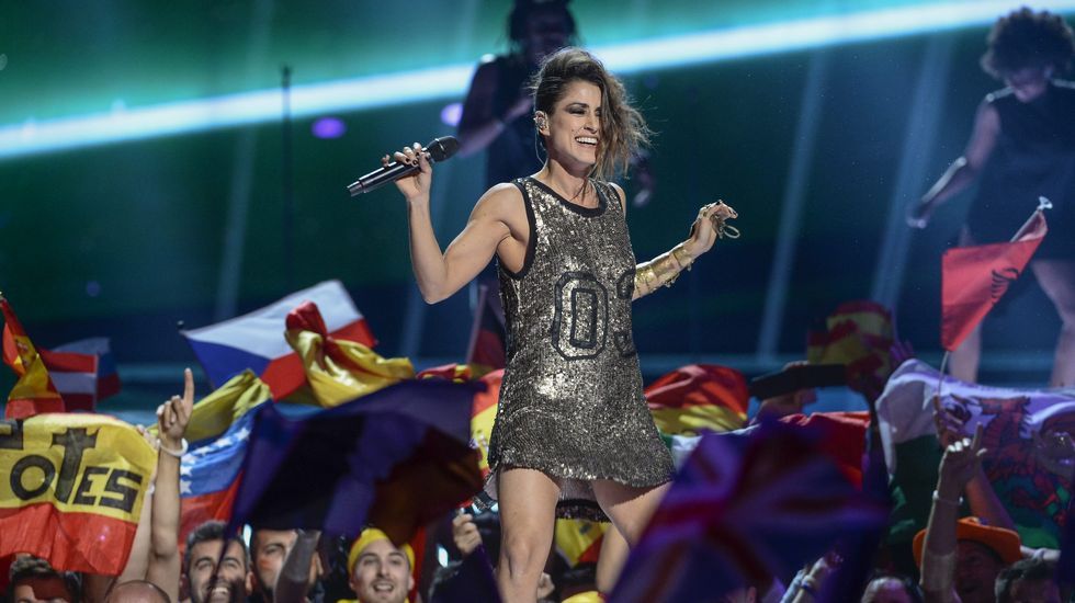 La española Barei, durante su actuación.