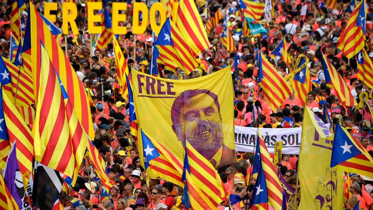 .Celebración de la Diada en las calles de Barcelona