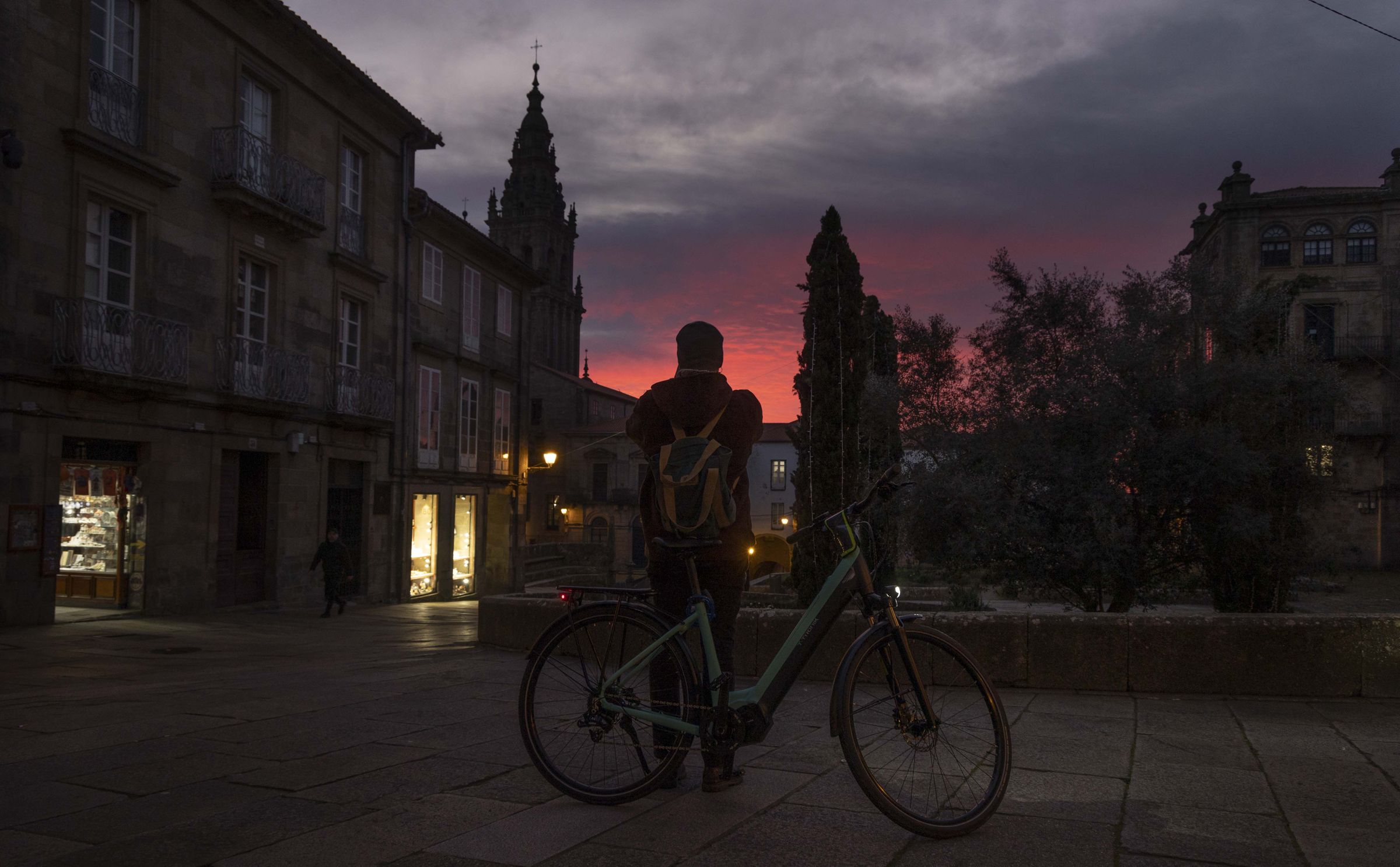 Solpor no casco hist�rico compostelano. 14/01/2025