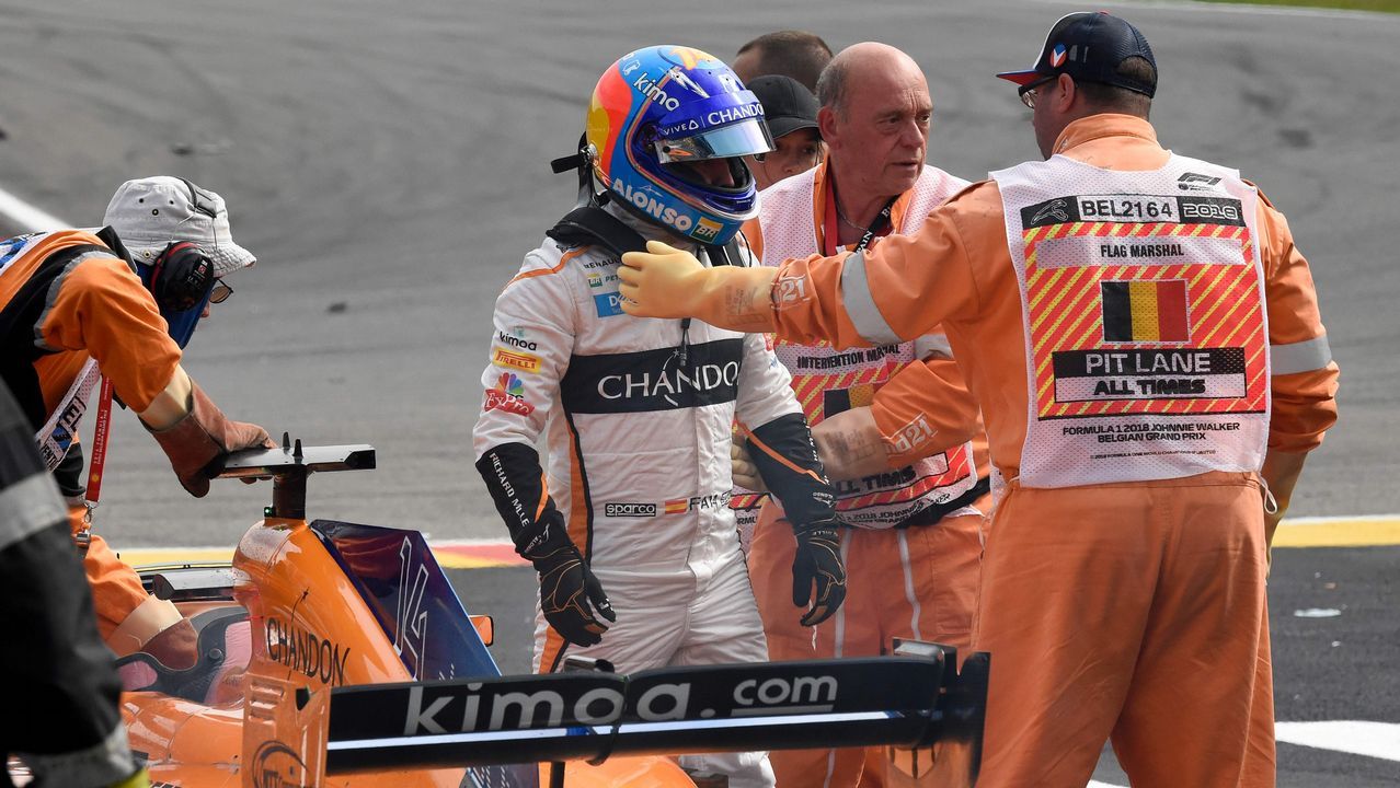 El coche de Alonso, tras el accidente