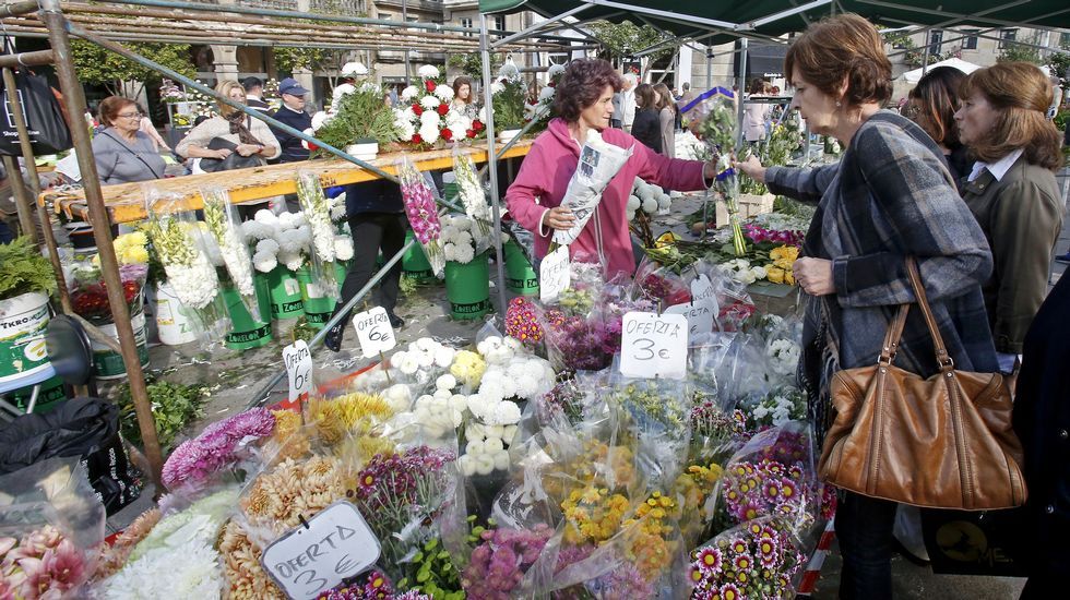 Mercado de flores para Todos los Santos