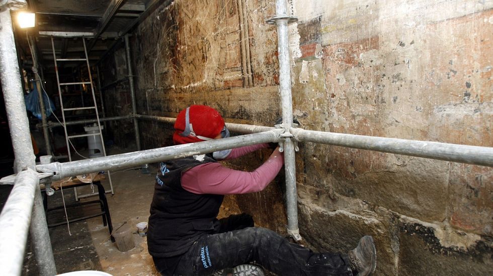 En los frescos de Nogueira de Miño se llevó a cabo una nueva restauración el pasado año