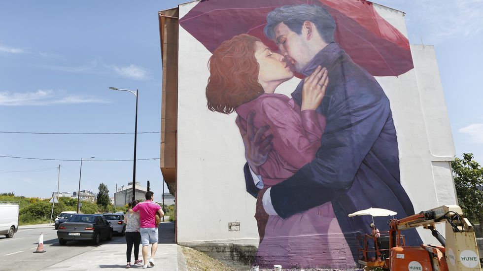 Trabajo de la polaca Natalia Rak en la rúa Vila de Negreira