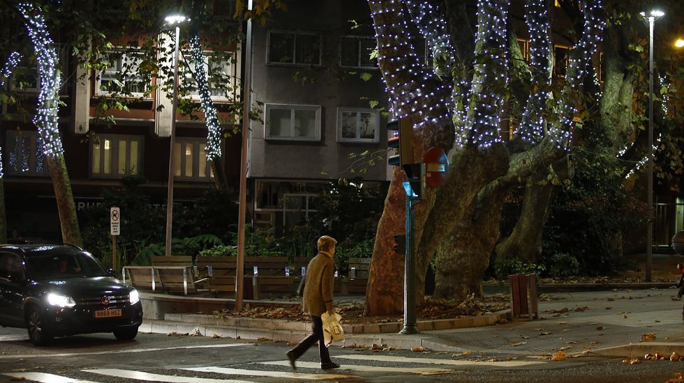 Alumbrado navideño en A Coruña. Plaza del libro