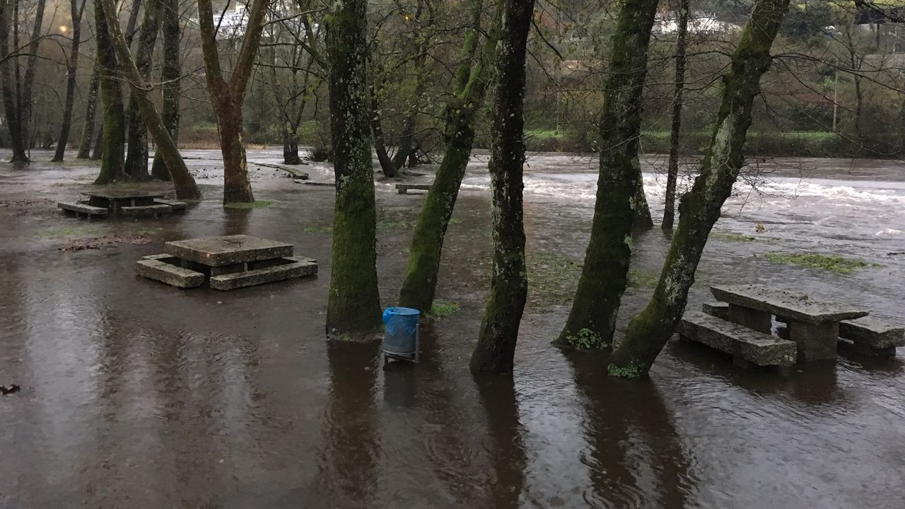 ASÍ HA CASTIGADO EL TEMPORAL A OURENSE.El río Avia desbordado en A Veronza en Ribadavia