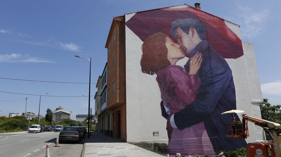 Trabajo de la polaca Natalia Rak en la rúa Vila de Negreira