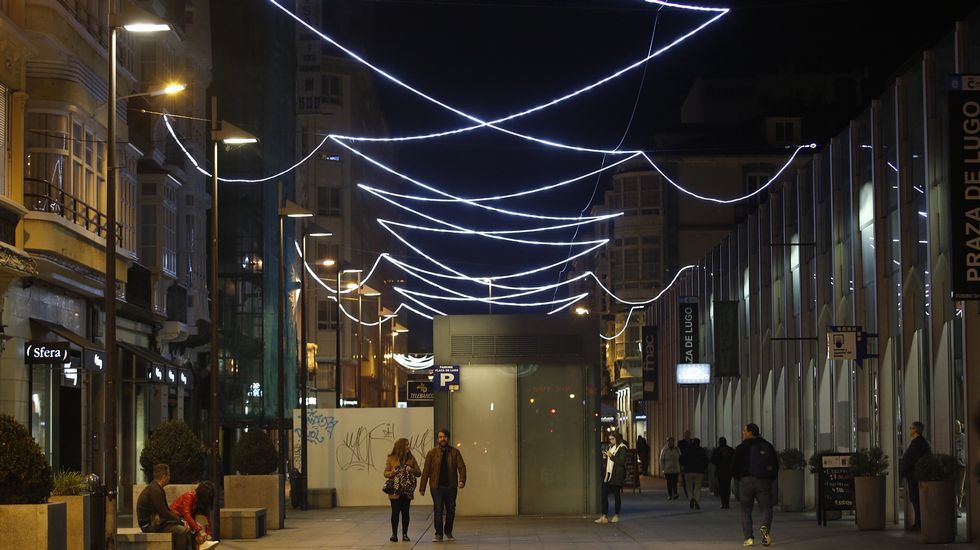 Alumbrado navideño en A Coruña. Plaza de Lugo