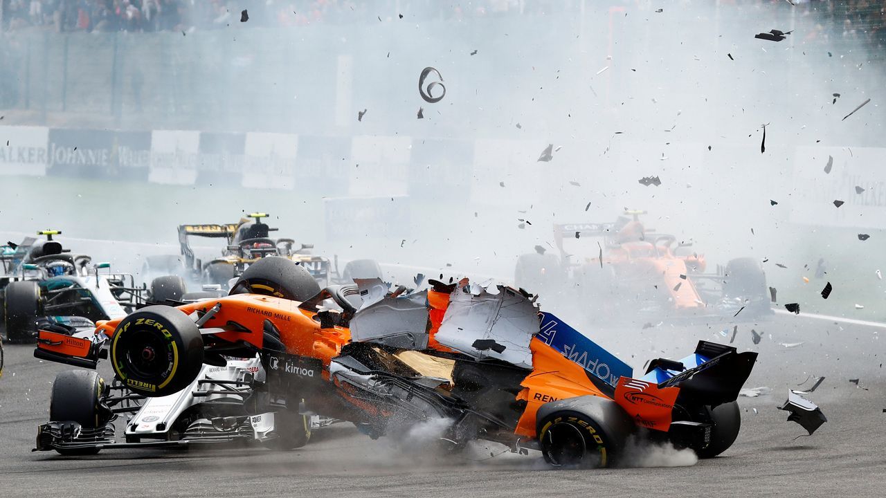El coche de Alonso, tras el accidente