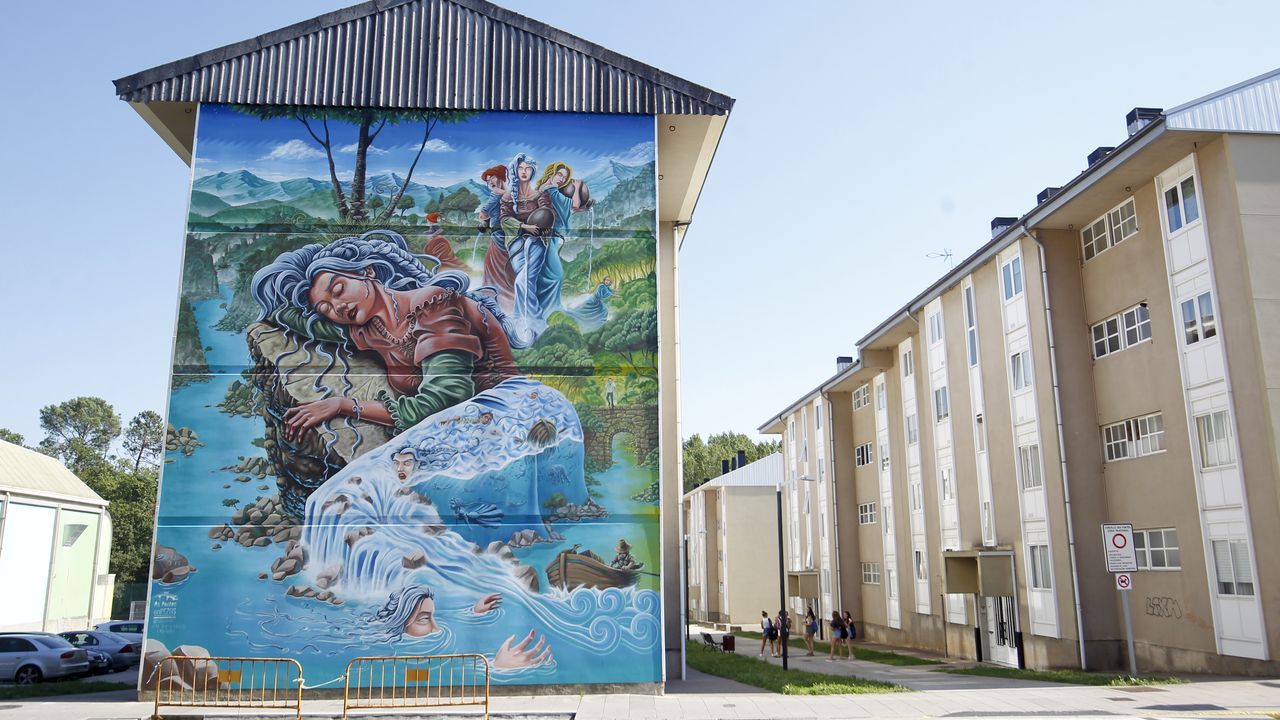 La lenda do río Eume, de Delio Rodríguez, en el poblado de O Barreiro