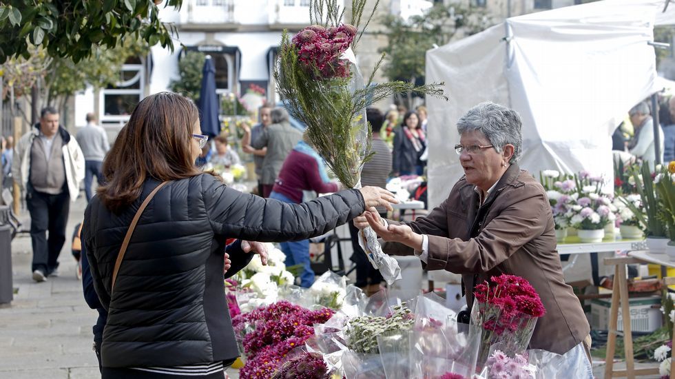 Mercado de flores para Todos los Santos