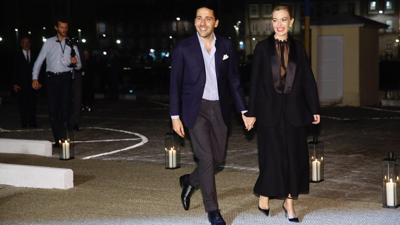 Carlos Torretta y Marta Ortega, a su llegada al Naútico de A Coruña