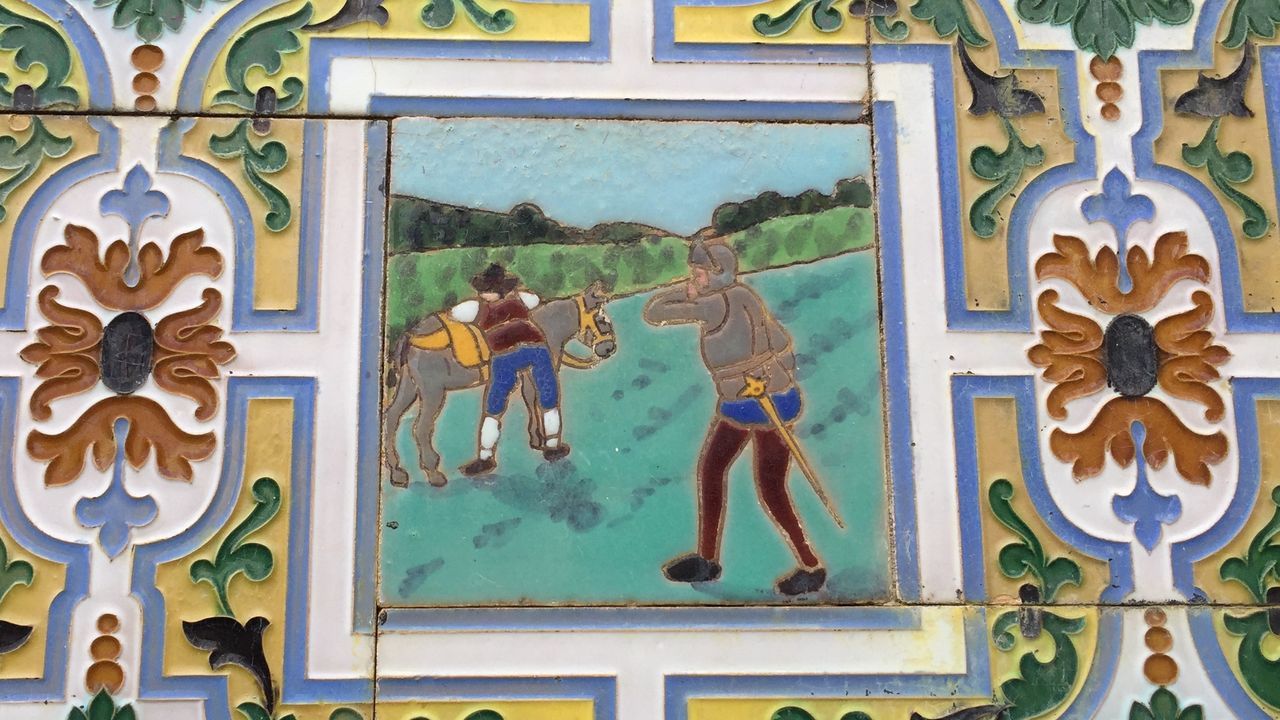 Los azulejos del Quijote en una casa de Ponte Caldelas