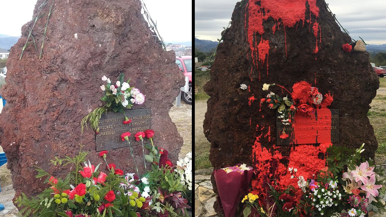 Ataque con pintura al monolito dedicado a los represaliados del franquismo