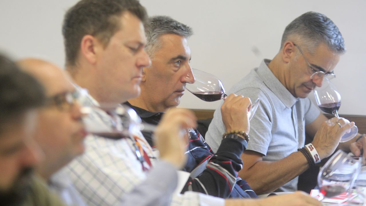 Cata con el director técnico de la D. O. de Rioja Pablo Franco en Fevino, en la imagen el sumiller del restaurante coruñés Bido Manuel Otero