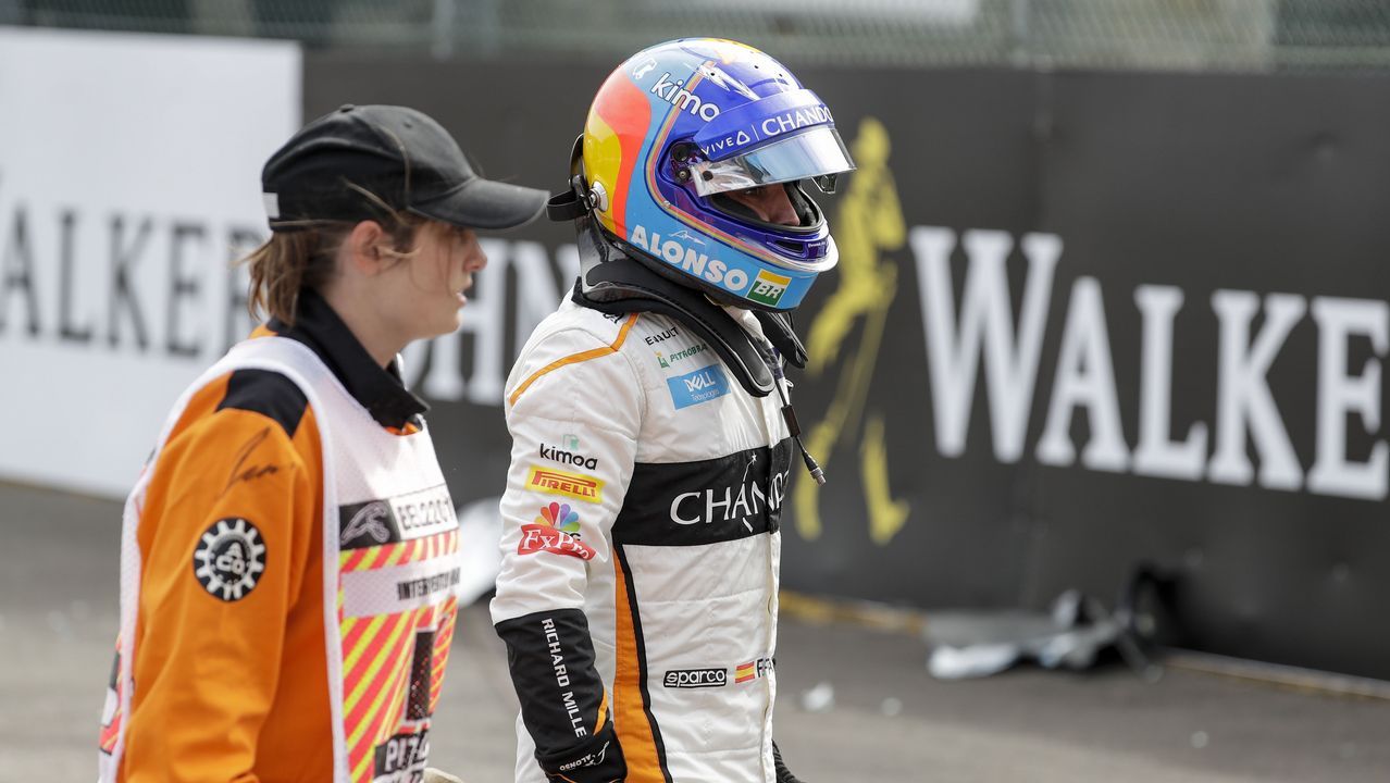 El coche de Alonso, tras el accidente