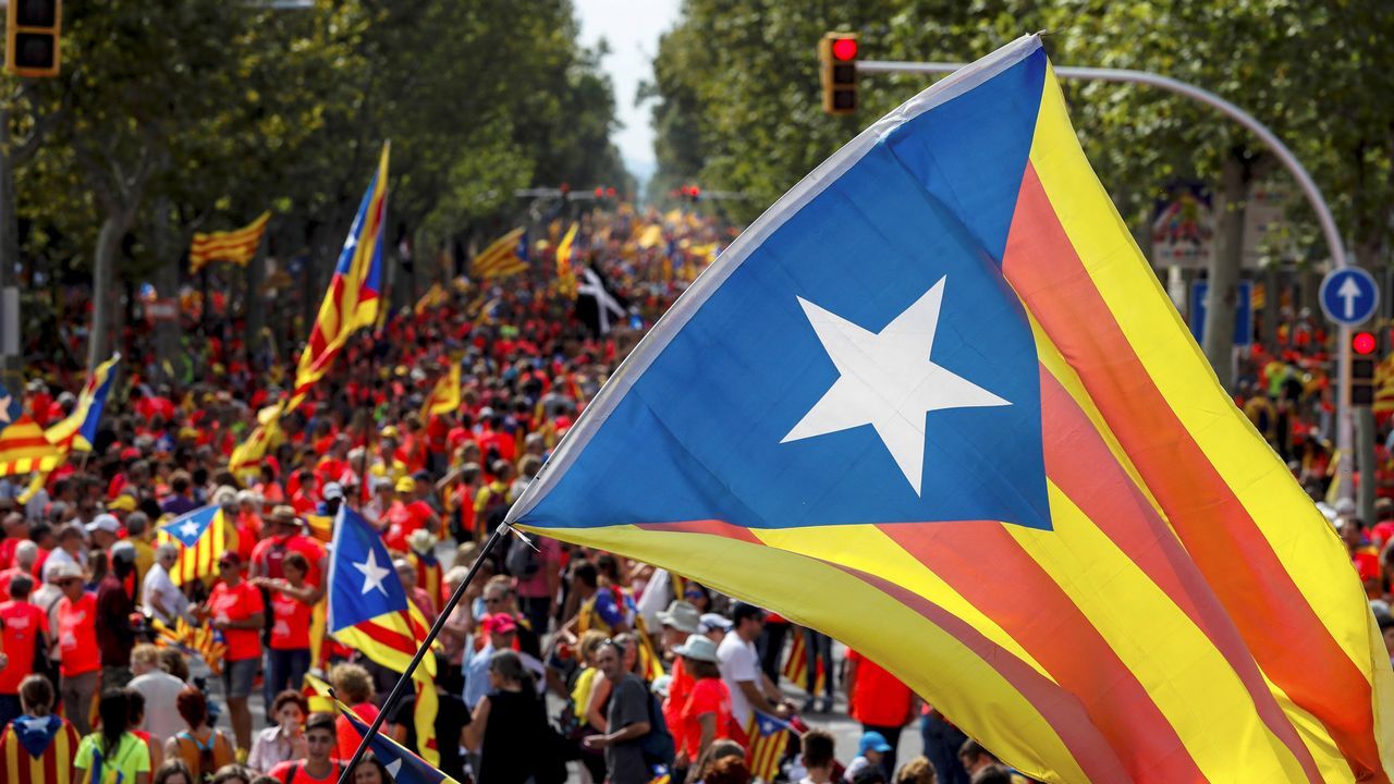 .Celebración de la Diada en las calles de Barcelona