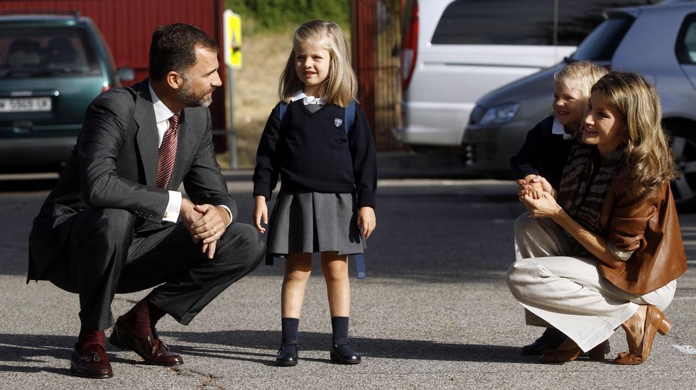 En su primer día de colegio en el 2010.