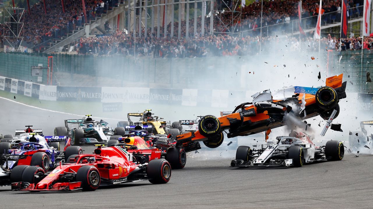 El coche de Alonso, tras el accidente