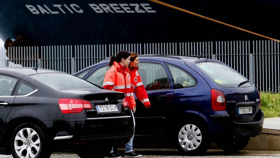 mercante.El mercante «Baltic Breeze», esta mañana tras la colisión de esta madrugada