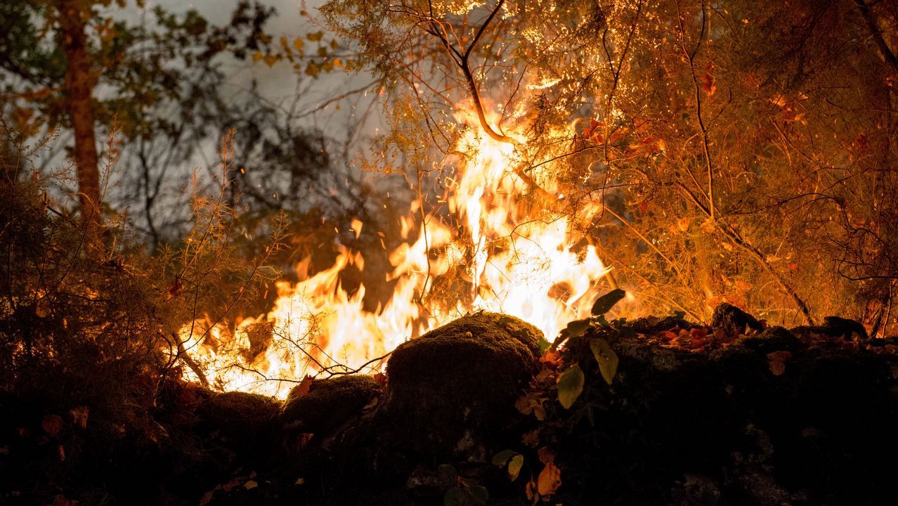 Incendio en el concello de Parada de Sil. Las llamas llegaron a diferentes partes del municipio