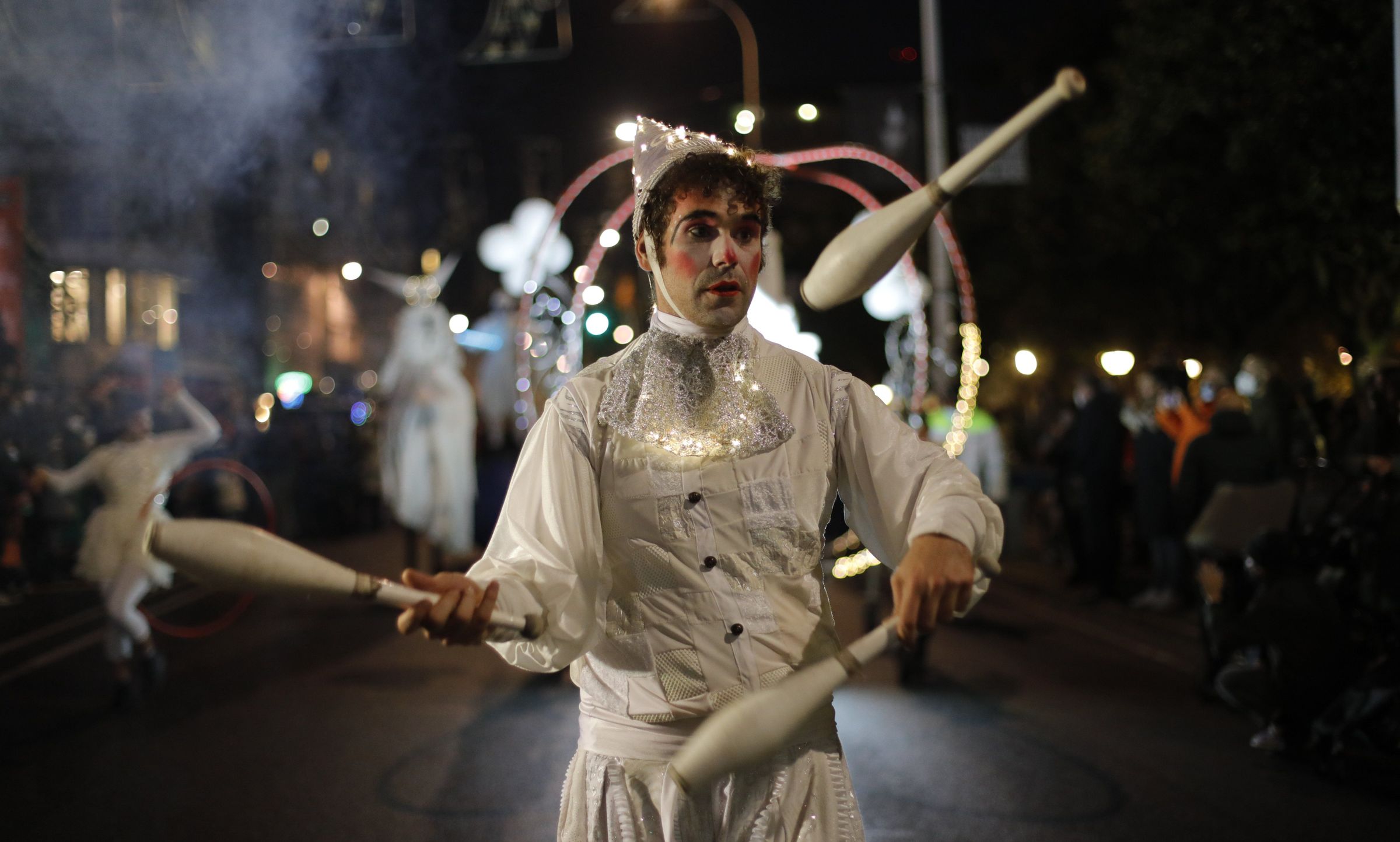 Espectculo durante o encendido da iluminacin  de Nadal en A Corua. 4/12/2021