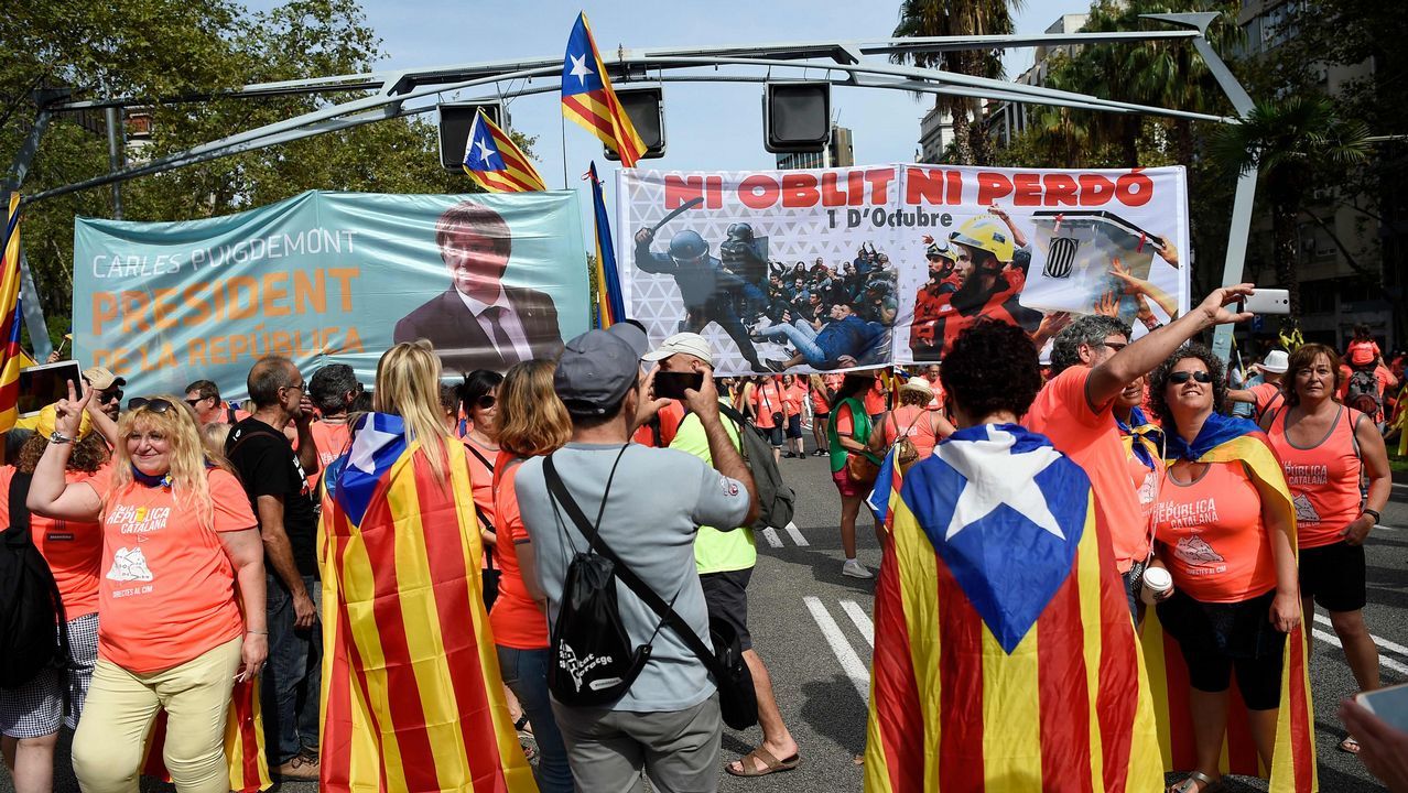 .Celebración de la Diada en las calles de Barcelona