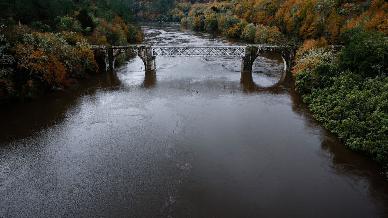 ASÍ HA CASTIGADO EL TEMPORAL A OURENSE.Vista de la crecida del Río Miño desde la Zona Termal de Barbantes.