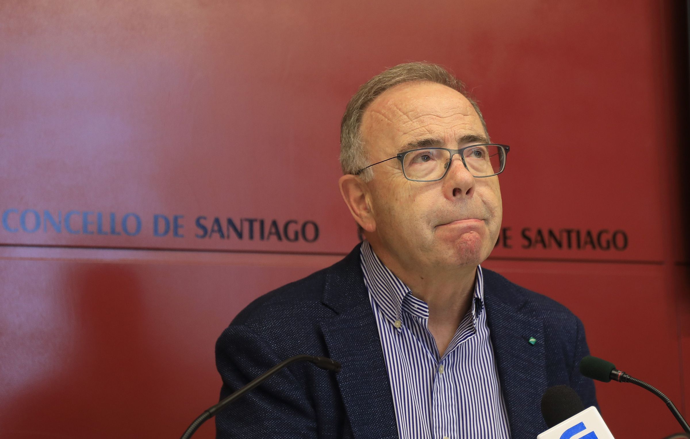 O alcalde en funci�ns de Santiago, Xos� Antonio S�nchez Bugallo, comparece en rolda de prensa para valorar os resultados electorais e anunciar a s�a retirada da pol�tica. 29/05/2023