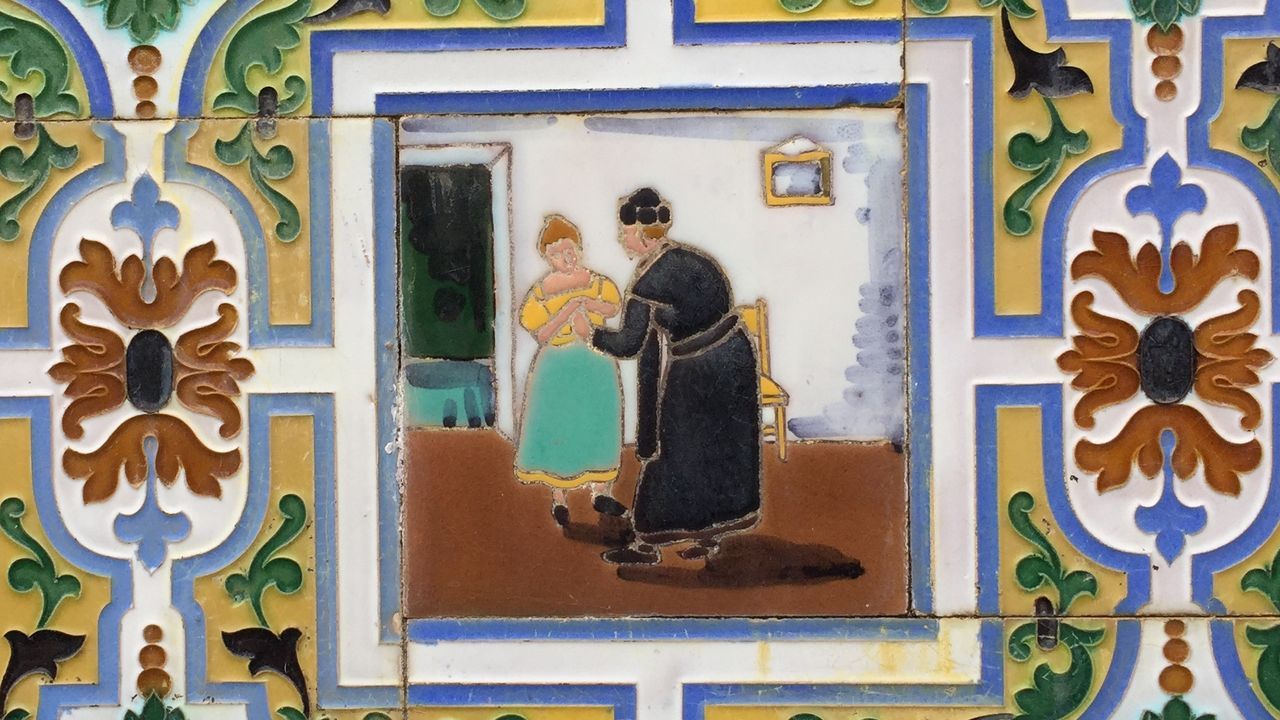 Los azulejos del Quijote en una casa de Ponte Caldelas