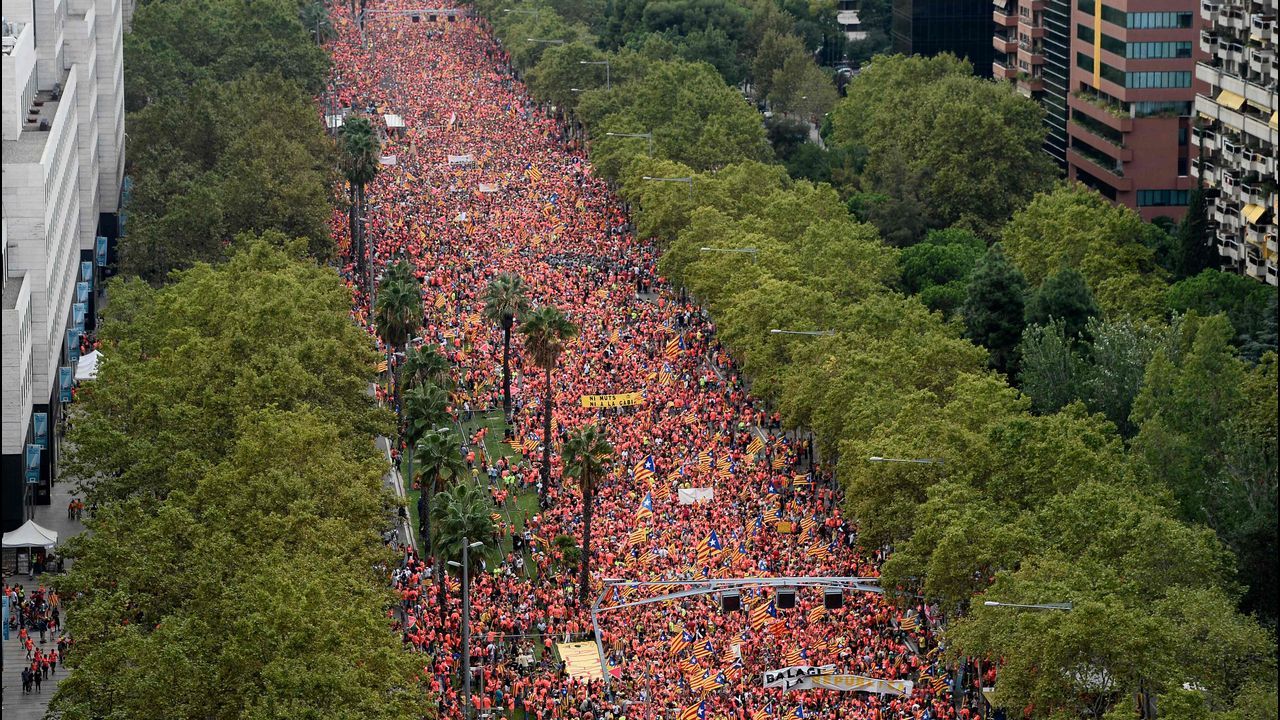 .Celebración de la Diada en las calles de Barcelona