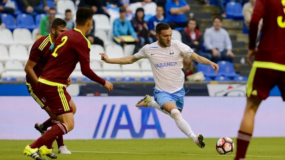 Foto de formación del Galicia-Venezuela del 2016 en el que coincidieron Denis, Sergio, Aspas y Hugo Mallo