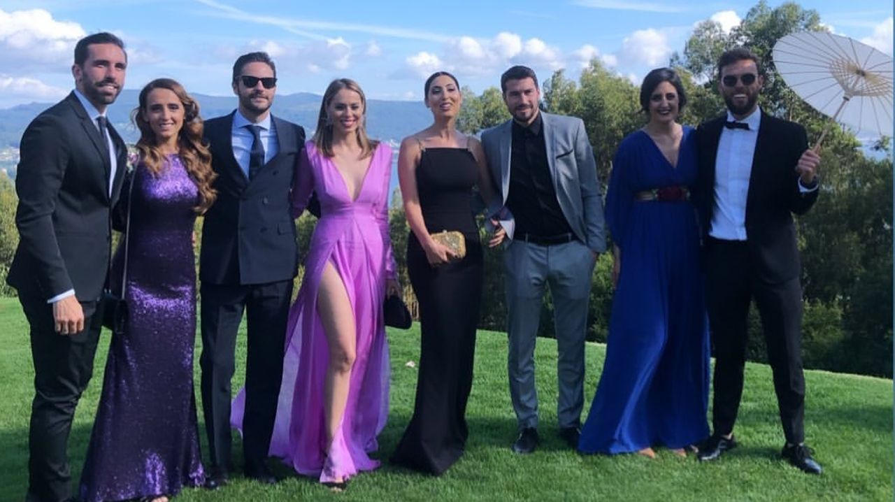 Jordi Figueras, Pepe Aicart, Dani Abalo, Sergio Álvarez y sus respectivas parejas