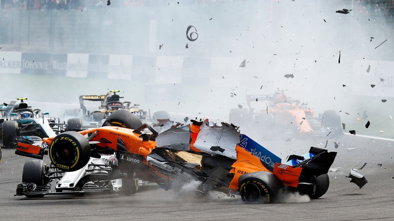 El coche de Alonso, tras el accidente