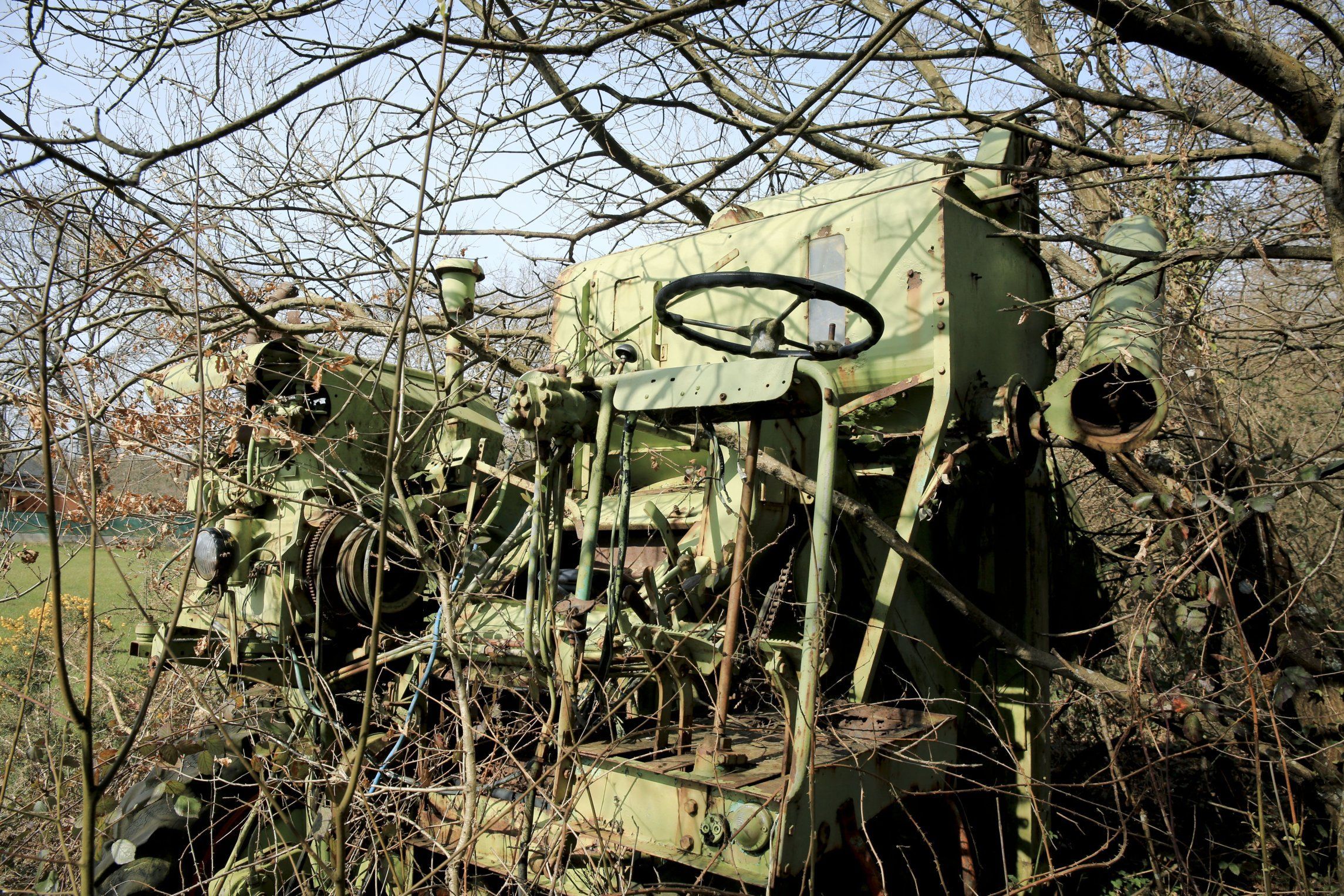 Una vieja cosechadora Claas Europa de finales de los 50, abandonada en una finca de Fonte do Mouro, en la parroquia de Soar, Lugo, es engullida poco a poco por la maleza despues de aos de olvido. 